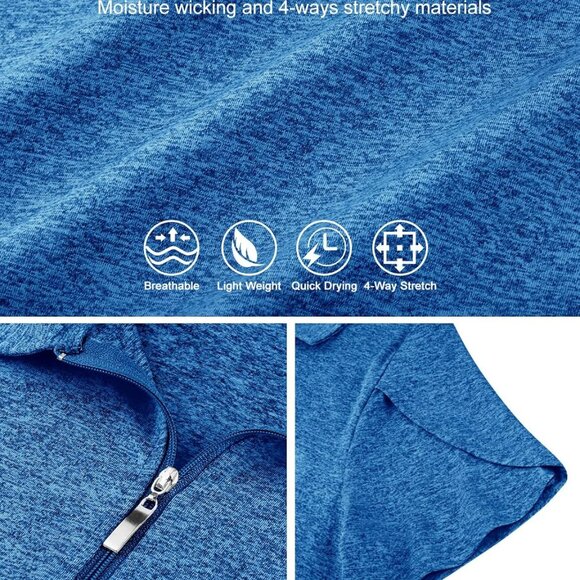 Navy Plus Size Women's Golf Polo Shirt Short Sleeve Zip Up UPF 50+ Tulip Sleeve - Picture 5 of 5